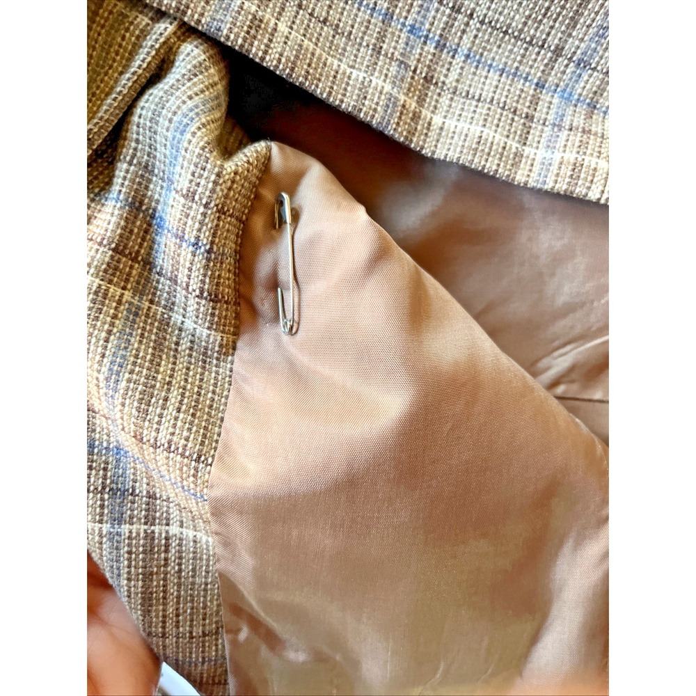 Vintage Country Suburbans Plaid Blazer Womens 16 Brown Tan Academia Jacket - Picture 6 of 11